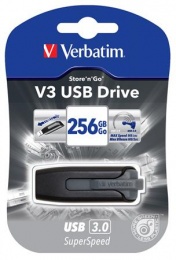 Pendrive, 256GB, USB 3.2, 80/25 MB/s, VERBATIM "V3", fekete-szürke